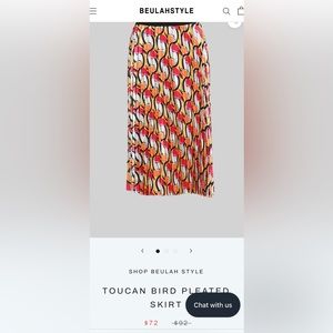 Toucan bird pleated skirt, Beulah size small